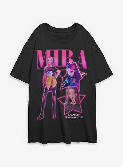 KPop Demon Hunters Mira Star Collage Womens Oversized T-Shirt