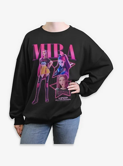 KPop Demon Hunters Mira Star Collage Womens Oversized Sweatshirt