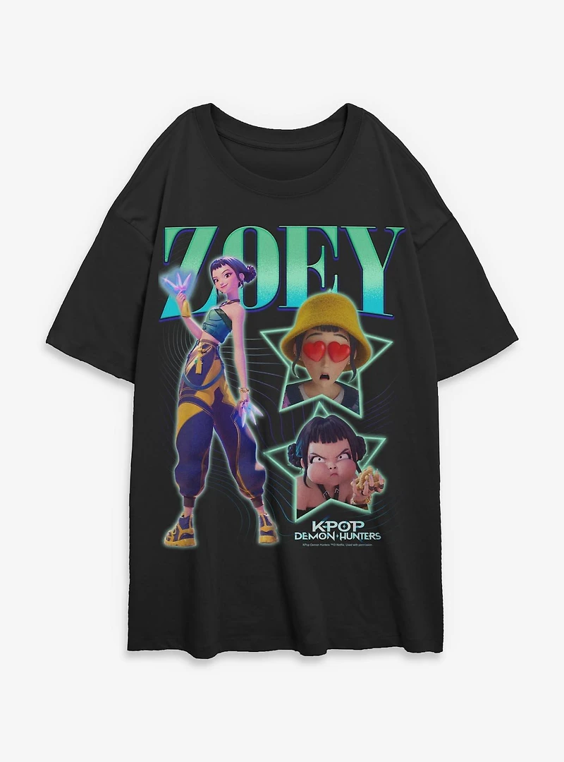 KPop Demon Hunters Zoey Star Collage Womens Oversized T-Shirt
