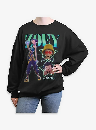 KPop Demon Hunters Zoey Star Collage Womens Oversized Sweatshirt