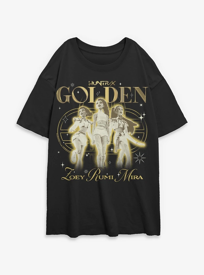 KPop Demon Hunters Huntrix Golden Trio Womens Oversized T-Shirt