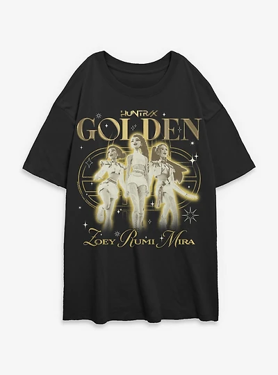 KPop Demon Hunters Huntrix Golden Trio Womens Oversized T-Shirt