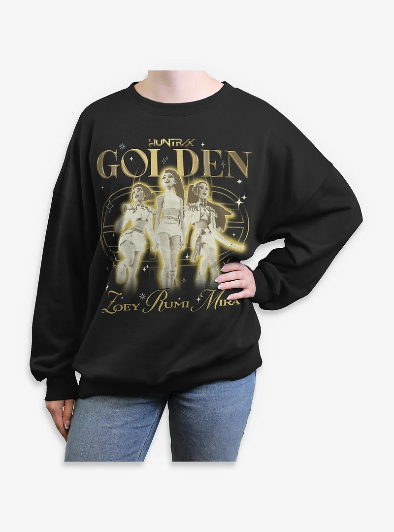 KPop Demon Hunters Huntrix Golden Trio Womens Oversized Sweatshirt