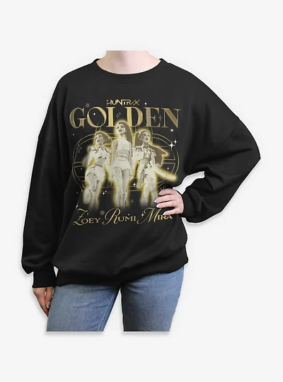 KPop Demon Hunters Huntrix Golden Trio Womens Oversized Sweatshirt