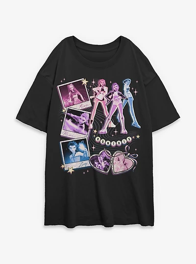 KPop Demon Hunters Huntrix Instant Picture Collage Womens Oversized T-Shirt