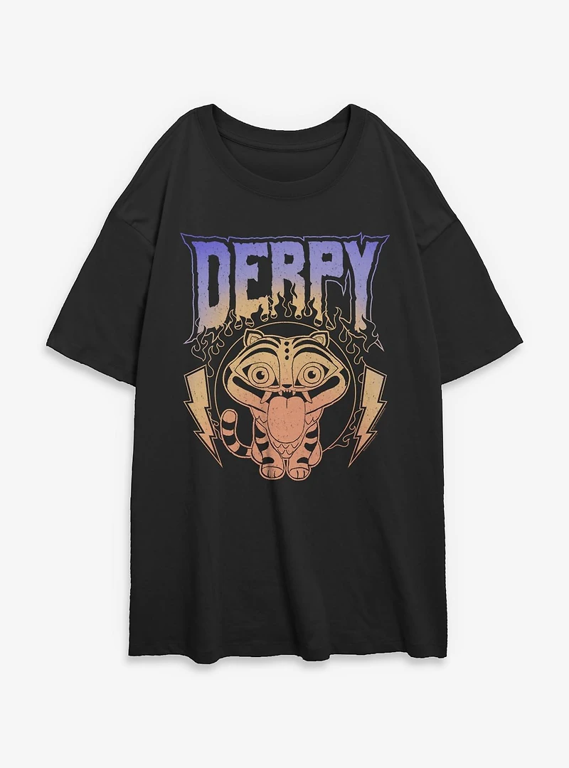 KPop Demon Hunters Derpy The Tiger Retro Metal Womens Oversized T-Shirt