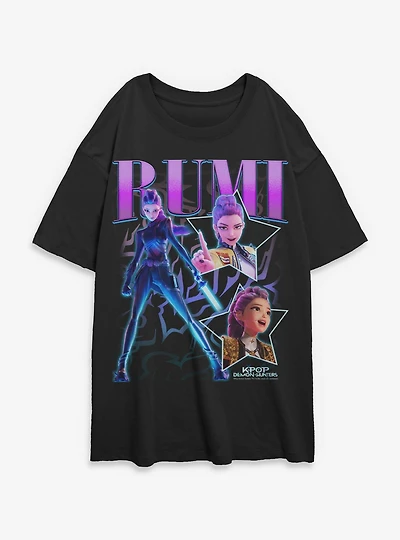 KPop Demon Hunters Rumi Star Collage Womens Oversized T-Shirt
