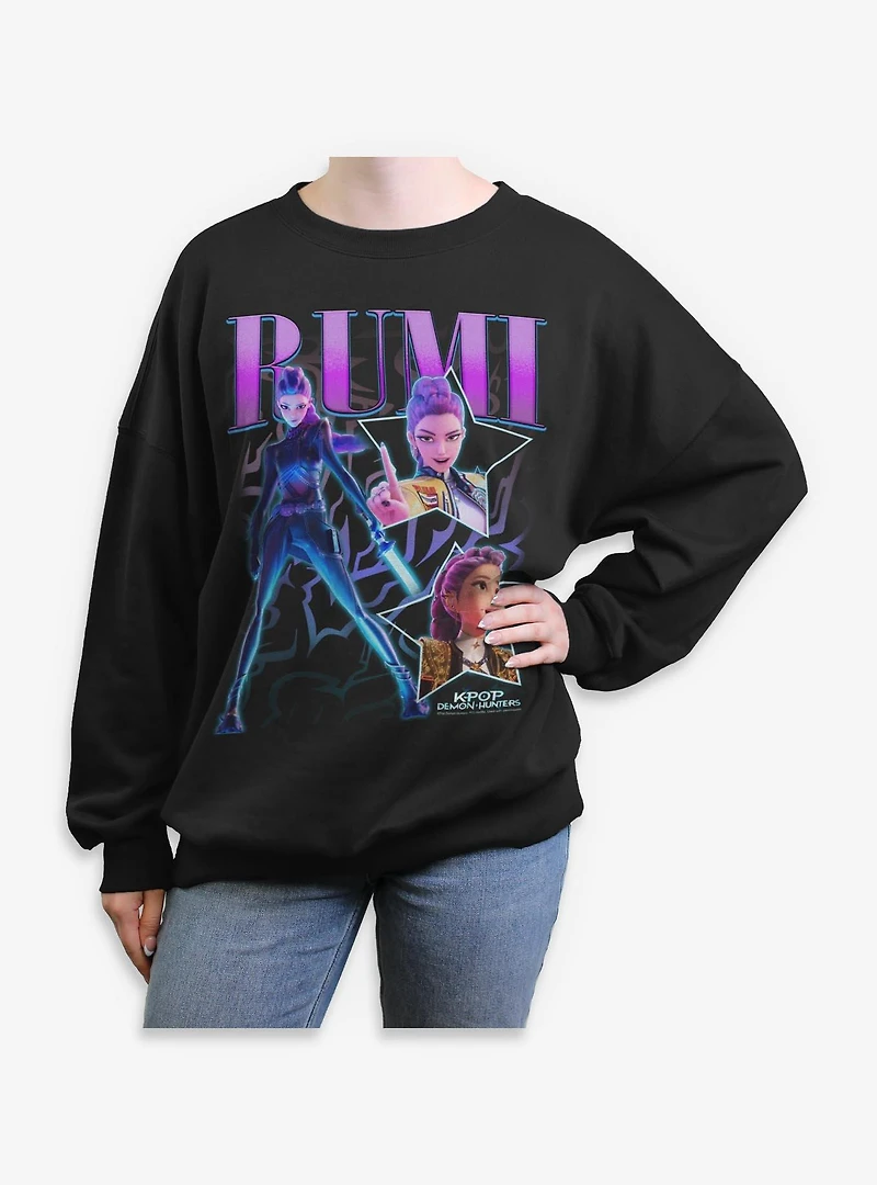 KPop Demon Hunters Rumi Star Collage Womens Oversized Sweatshirt