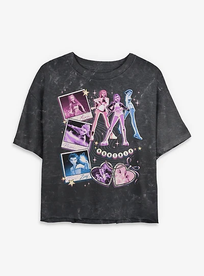 KPop Demon Hunters Huntrix Instant Picture Collage Mineral Wash Womens Crop T-Shirt