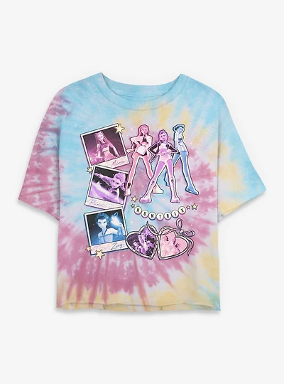 KPop Demon Hunters Huntrix Instant Picture Collage Tie Dye Crop Womens  T-Shirt