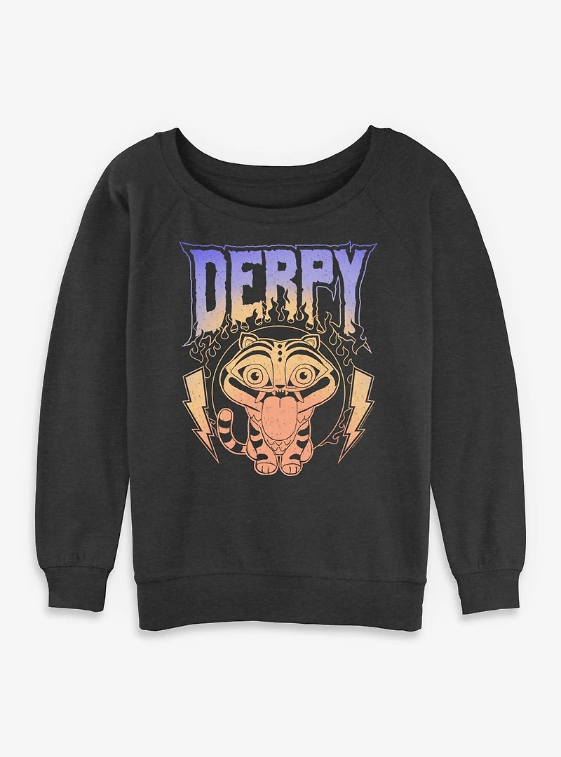 KPop Demon Hunters Derpy The Tiger Retro Metal Womens Slouchy Sweatshirt