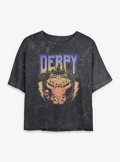 KPop Demon Hunters Derpy The Tiger Retro Metal Mineral Wash Womens Crop T-Shirt