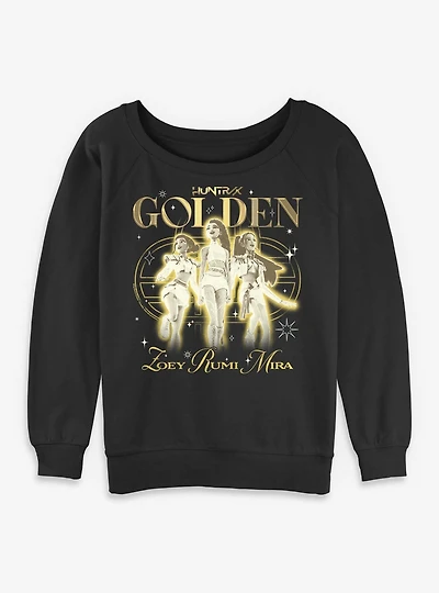 KPop Demon Hunters Huntrix Golden Trio Womens Slouchy Sweatshirt