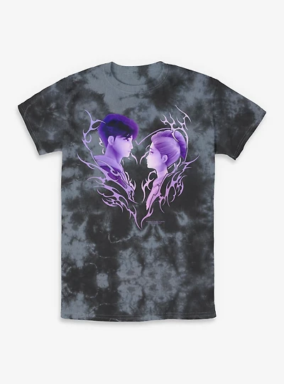 KPop Demon Hunters Jinu & Rumi Cyber Heart Tie-Dye T-Shirt