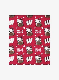 Wisconsin Badgers Football Ready Hello Kitty Cloud Throw Blanket