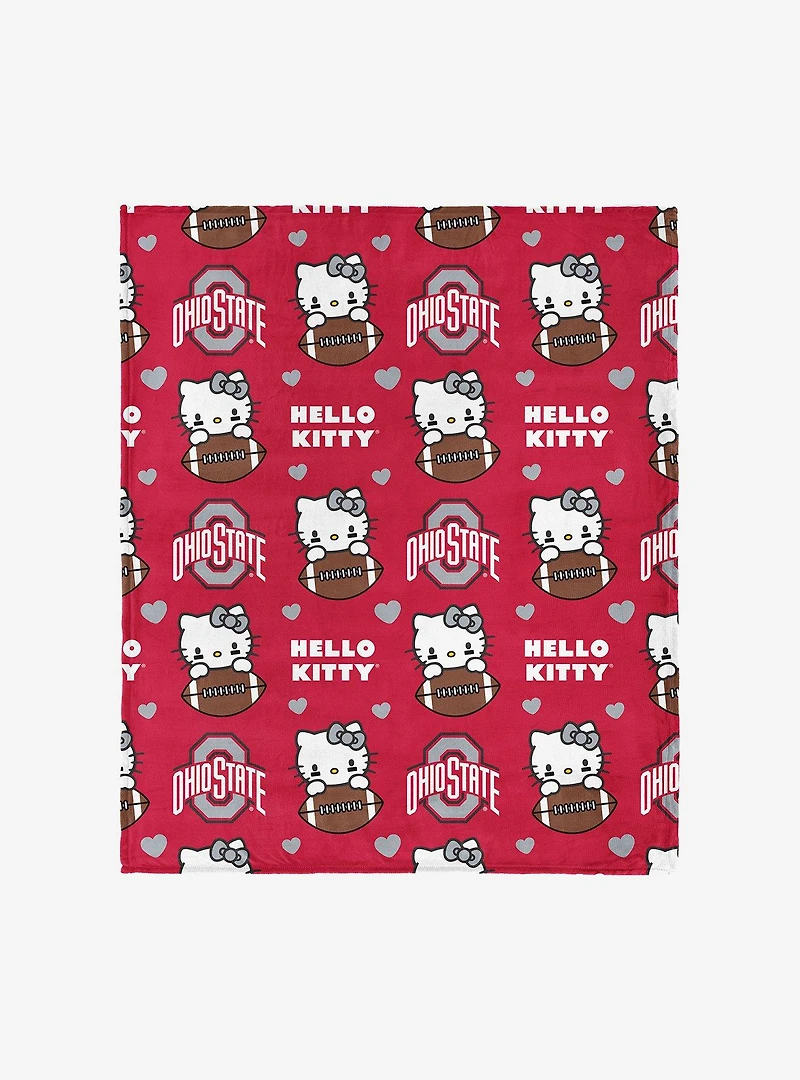 Ohio State Buckeyes Football Ready Hello Kitty Cloud Throw Blanket