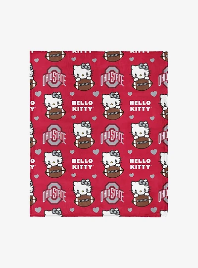 Ohio State Buckeyes Football Ready Hello Kitty Cloud Throw Blanket