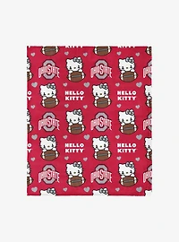 Ohio State Buckeyes Football Ready Hello Kitty Cloud Throw Blanket
