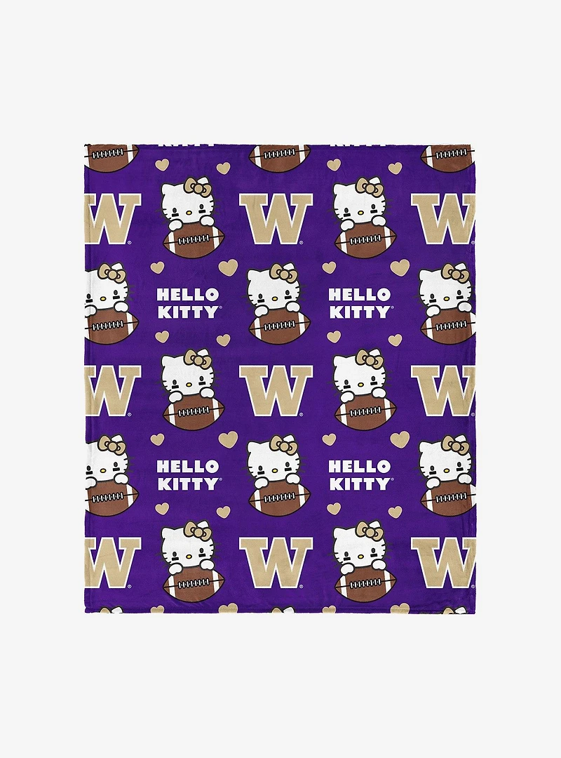 University of Washington Huskies Football Ready Hello Kitty Cloud Throw Blanket