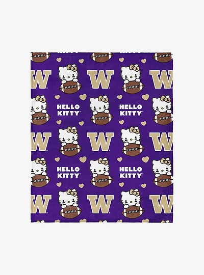 University of Washington Huskies Football Ready Hello Kitty Cloud Throw Blanket