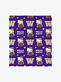 University of Washington Huskies Football Ready Hello Kitty Cloud Throw Blanket