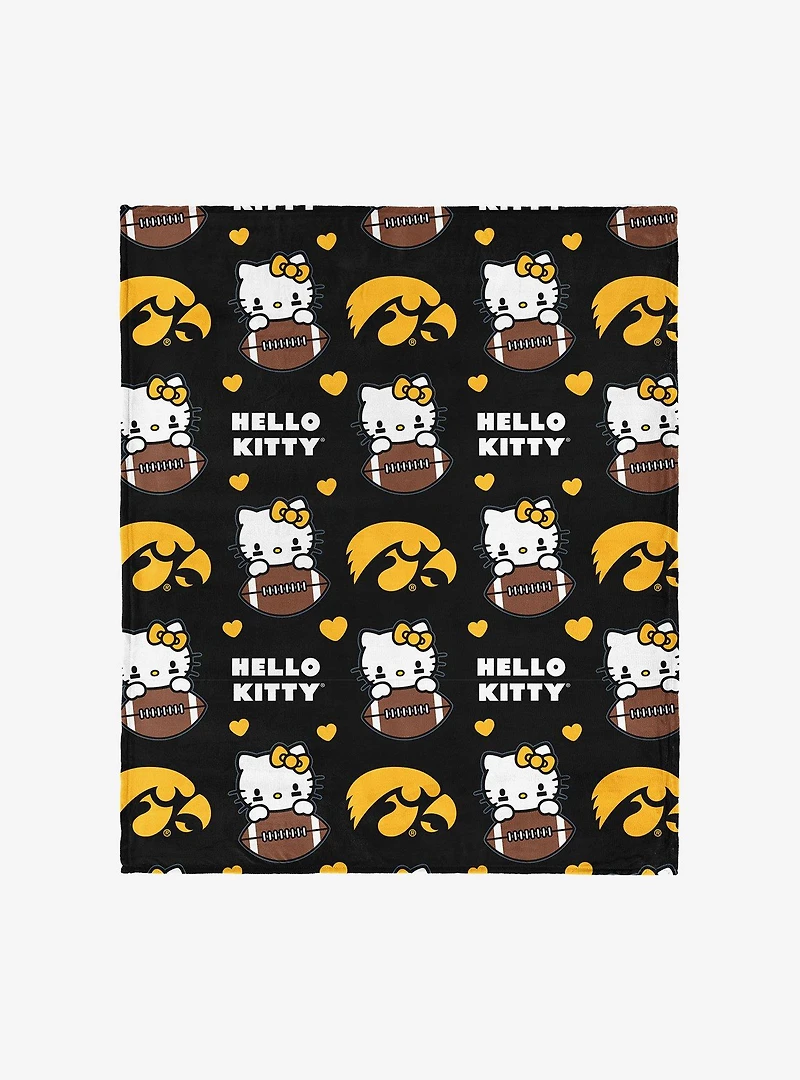 Iowa Hawkeyes Football Ready Hello Kitty Cloud Throw Blanket