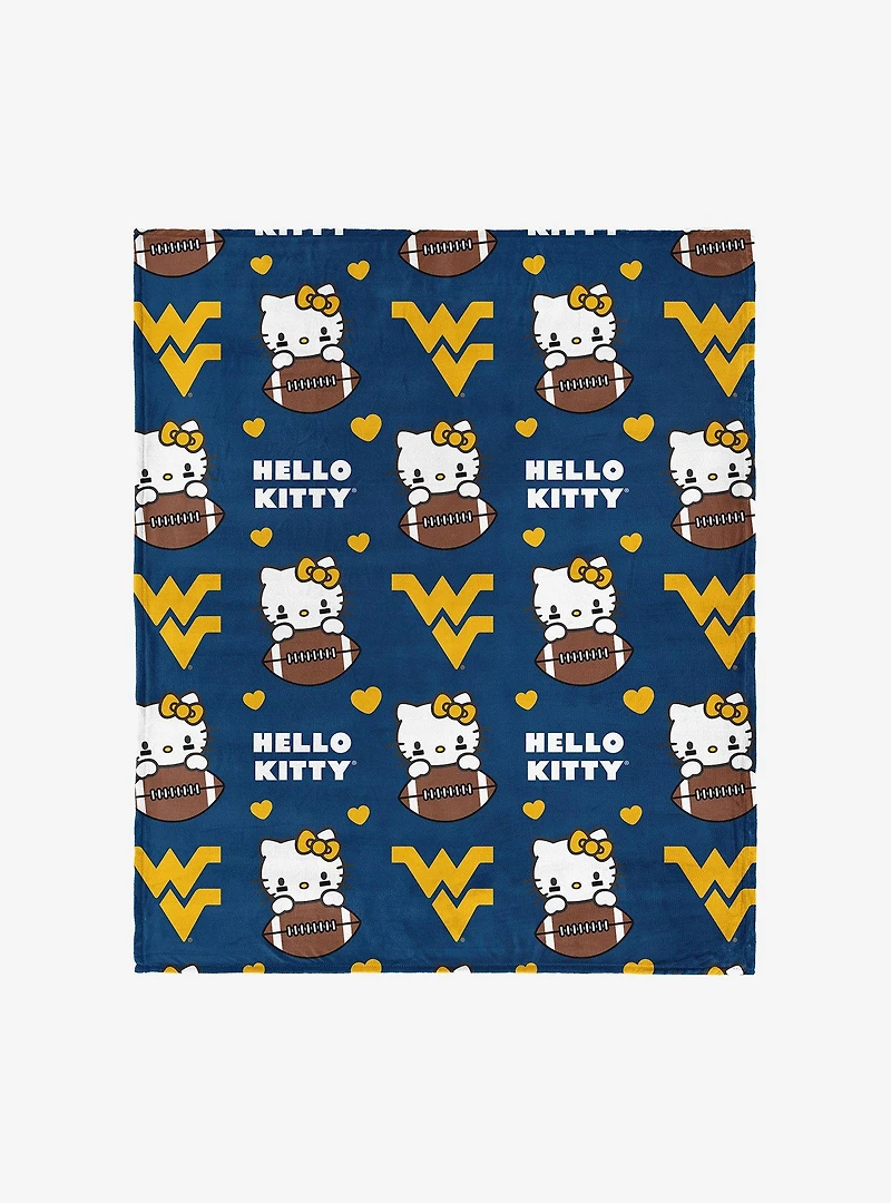 West Virginia Mountaineers Football Ready Hello Kitty Cloud Throw Blanket