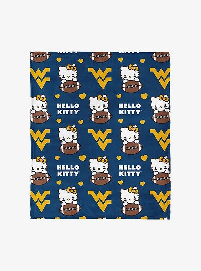 West Virginia Mountaineers Football Ready Hello Kitty Cloud Throw Blanket