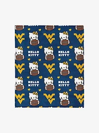 West Virginia Mountaineers Football Ready Hello Kitty Cloud Throw Blanket