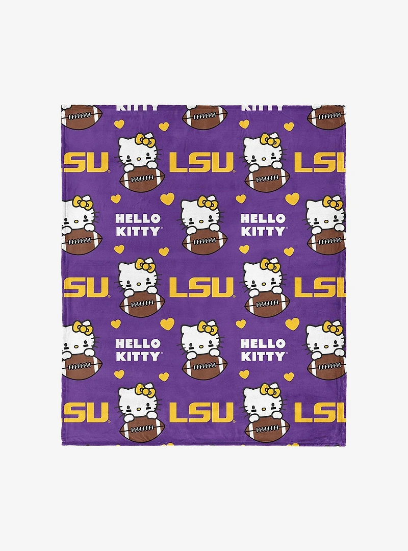 LSU Tigers Football Ready Hello Kitty Cloud Throw Blanket