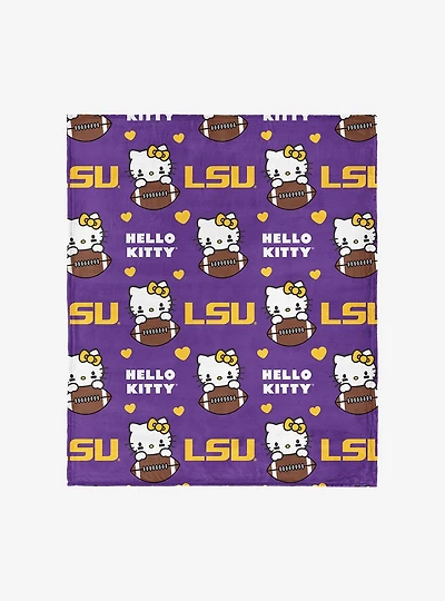 LSU Tigers Football Ready Hello Kitty Cloud Throw Blanket