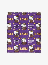 LSU Tigers Football Ready Hello Kitty Cloud Throw Blanket
