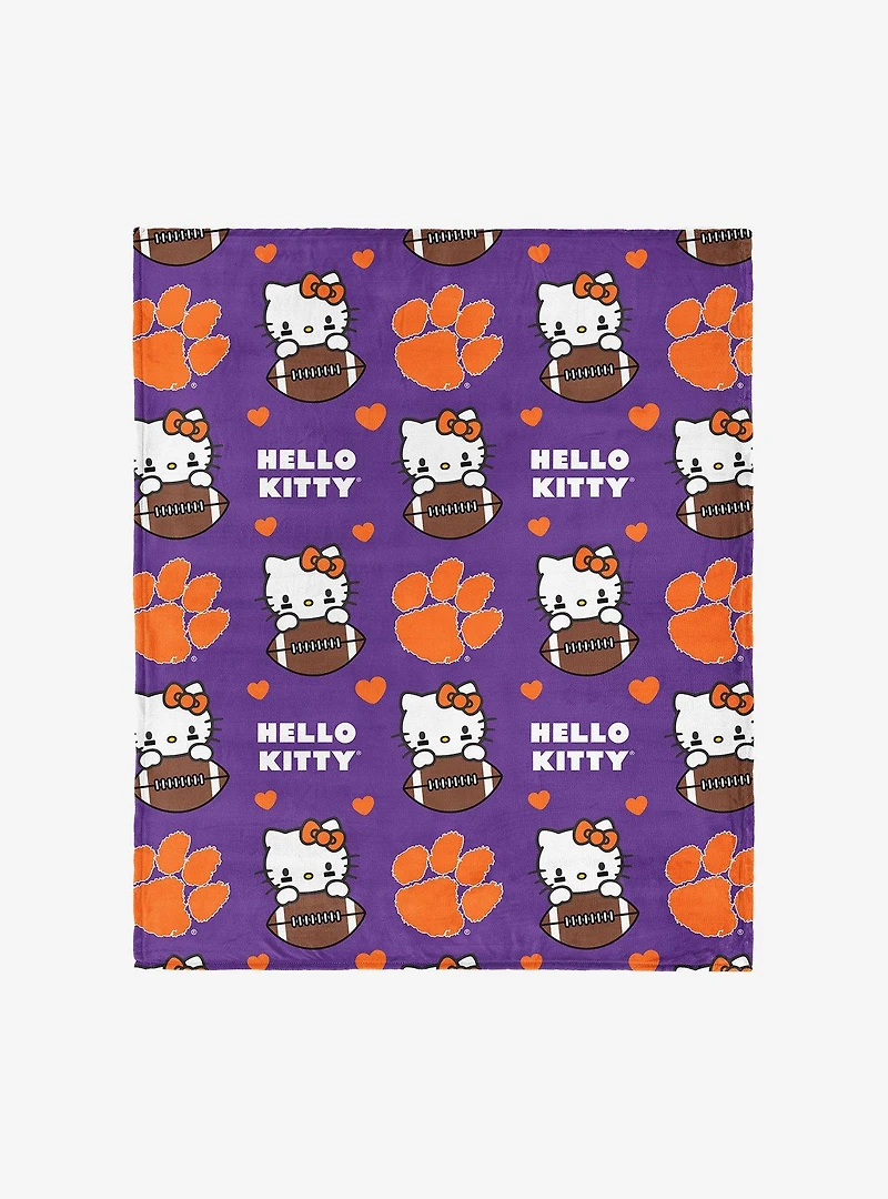 Clemson Tigers Football Ready Hello Kitty Cloud Throw Blanket