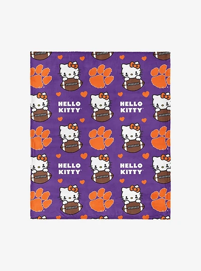 Clemson Tigers Football Ready Hello Kitty Cloud Throw Blanket