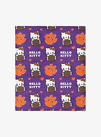Clemson Tigers Football Ready Hello Kitty Cloud Throw Blanket
