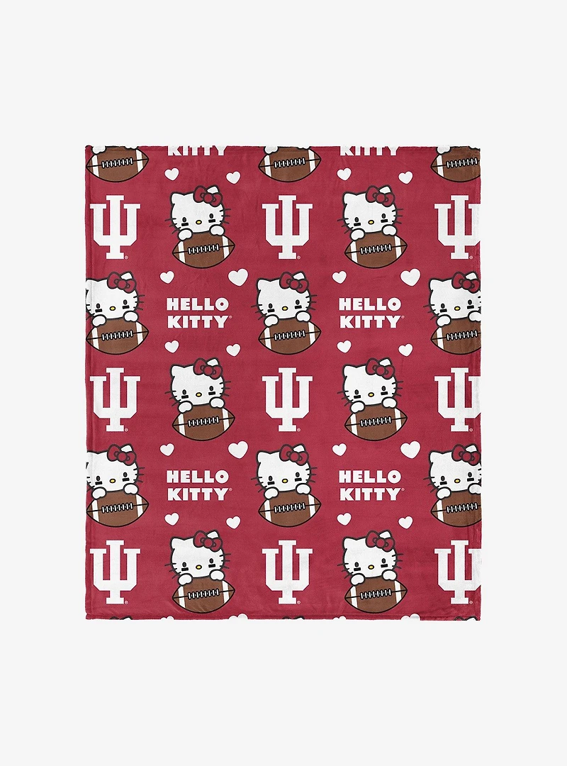 Indiana Hoosiers Football Ready Hello Kitty Cloud Throw Blanket