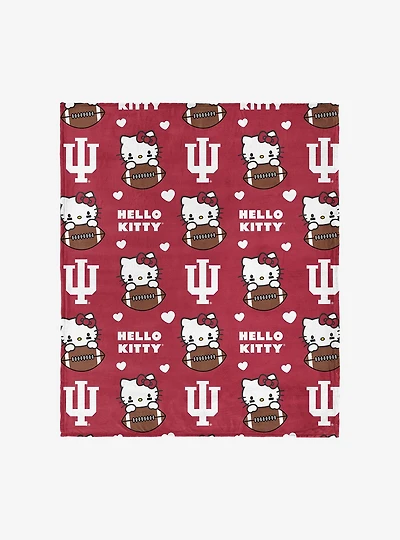 Indiana Hoosiers Football Ready Hello Kitty Cloud Throw Blanket