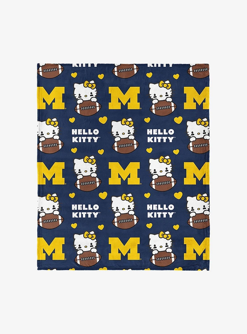 Michigan Wolverines Football Ready Hello Kitty Cloud Throw Blanket