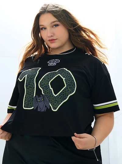 DreamWorks How To Train Your Dragon Toothless Women's Plus Cropped Football Jersey - BoxLunch Exclusive