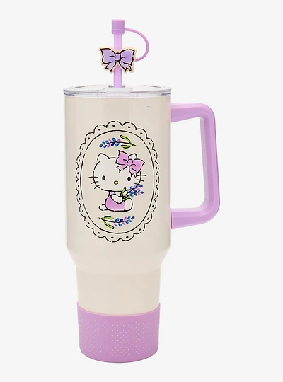 Sanrio Hello Kitty Lavender Bow Straw Tumbler with Handle - BoxLunch Exclusive