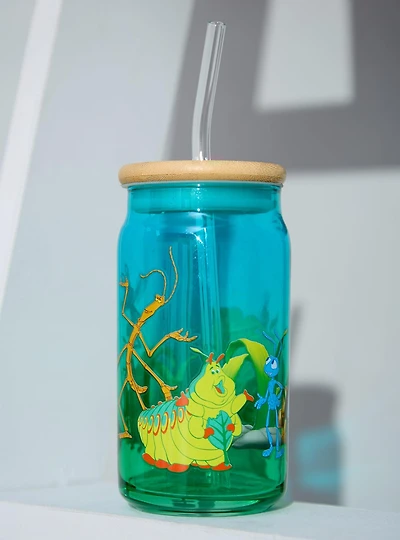 Disney Pixar A Bug's Life Characters Glass Cup with Straw - BoxLunch Exclusive