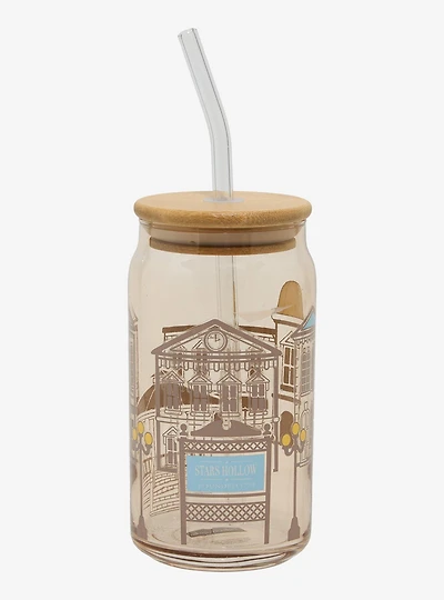 Gilmore Girls Stars Hollow Glass Cup with Straw - BoxLunch Exclusive