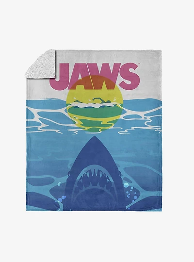 Jaws CMYK Poster Silk Touch Sherpa Throw Blanket