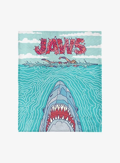 Jaws Squiggle Poster 40x50" Silk Touch Throw Blanket