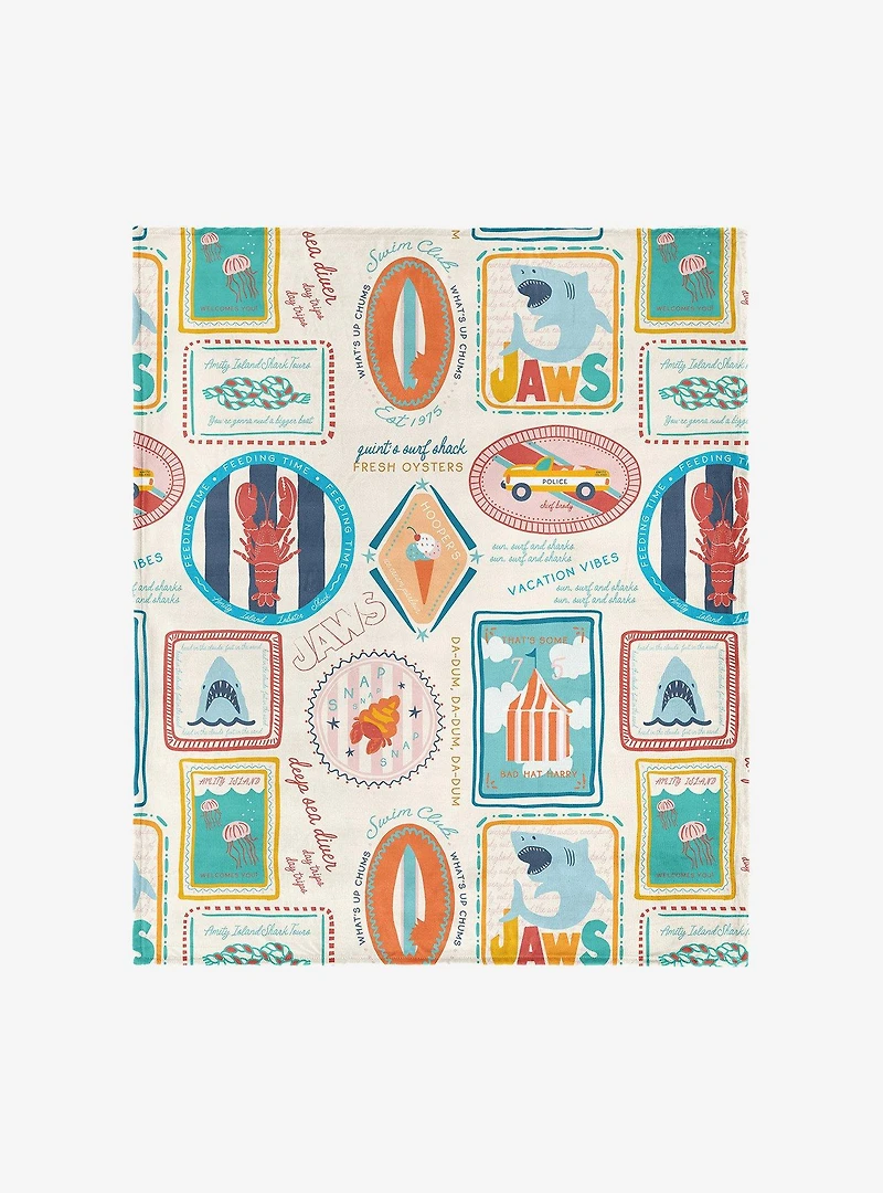 Jaws Post Stamps 50x60" Silk Touch Throw Blanket