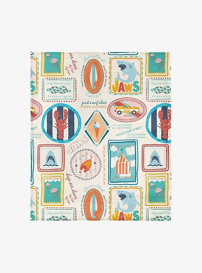 Jaws Post Stamps 50x60" Silk Touch Throw Blanket