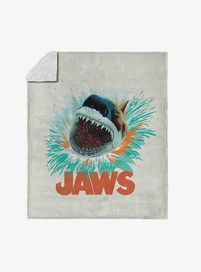 Jaws Shark Splash Silk Touch Sherpa Throw Blanket