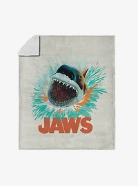 Jaws Shark Splash Silk Touch Sherpa Throw Blanket