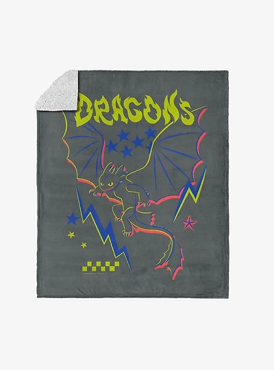 How to Train Your Dragon Neon Dragon Silk Touch Sherpa Throw Blanket