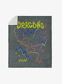 How to Train Your Dragon Neon Dragon Silk Touch Sherpa Throw Blanket